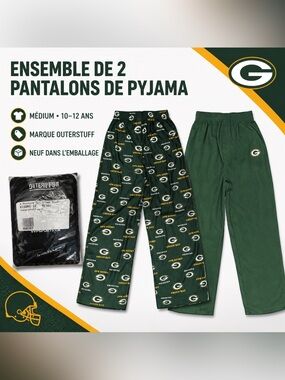 NWT NFL Green Bay Packers Youth Sleep Pants 2-Pack – M (10–12)